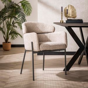 LifestyleFurn Eetkamerstoel 'Shallen' Bouclé, kleur Zand