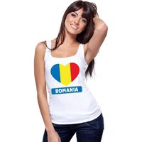 Roemenie hart vlag singlet shirt/ tanktop wit dames
