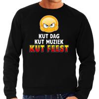 Foute party emoticon sweater - Kut dag - kut muziek - kut feest - zwart - trui - heren