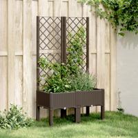 Plantenbak met latwerk 80x40x142 cm polypropeen bruin