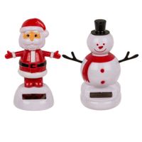 Out of the Blue - Solar bewegende kerst figuren - 2x st - kerstman en sneeuwpop - 10,5 cm