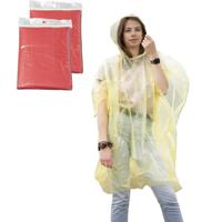 Regenponcho - 2x - rood transparant - wegwerp - voor volwassenen - one size fitts all - capuchon