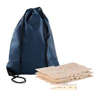 Sorbo Wasknijpers Voordeelzak - met 180x houten wasknijpers - In tasje met hengsels - donkerblauw Sorbo Wasknijpers Voordeelzak - met 180x houten wasknijpers - In tasje met hengsels - donkerblauw