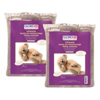 Glorex Hobby vulmateriaal - 2x - polyester - 150 gram voor knuffels/kussens - bruin - donzig