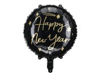 Folieballon Happy New Year Zwart/Goud (45cm) - thumbnail