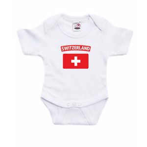 Switzerland / Zwitserland landen rompertje met vlag wit voor babys 92 (18-24 maanden)  -