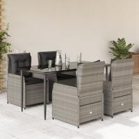 5-delige Tuinset met kussens poly rattan lichtgrijs