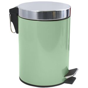 MSV Prullenbak/pedaalemmer - metaal - groen - 3 liter - 17 x 25 cm - Badkamer/toilet - Pedaalemmers