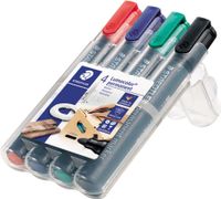 Staedtler Lumocolor 352, permanent marker, ronde punt, 2 mm, etui van 4 stuks in geassorteerde kleuren