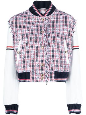 Thom Browne veste bomber à bande tricolore - Blanc