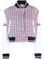 Thom Browne veste bomber à bande tricolore - Blanc