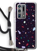 Dark Rounded Terrazzo: Huawei P40 Pro Plus Transparant Hoesje met koord