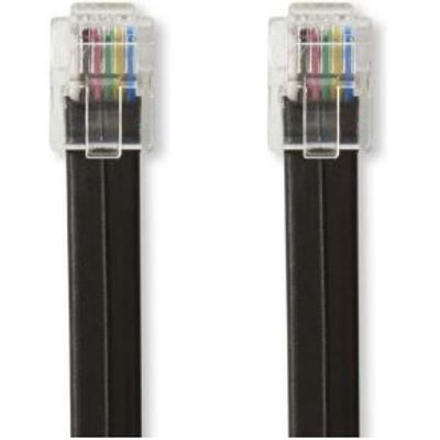 Telecomkabel | RJ12 Male | RJ12 Male | 1.00 m | Kabel design: Plat | Kabeltype: RJ12 | Zwart