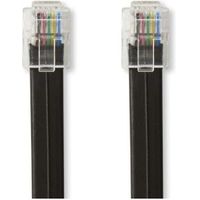 Telecomkabel | RJ12 Male | RJ12 Male | 1.00 m | Kabel design: Plat | Kabeltype: RJ12 | Zwart