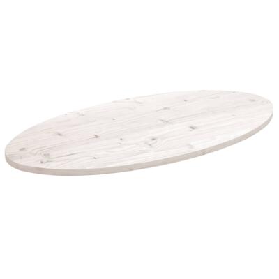 Tafelblad ovaal 100x50x2,5 cm massief grenenhout wit