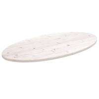 Tafelblad ovaal 100x50x2,5 cm massief grenenhout wit