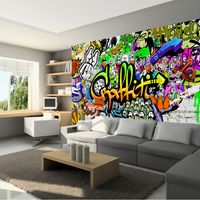 Fotobehang - Kleurrijke Graffiti op de muur, premium print vliesbehang - thumbnail