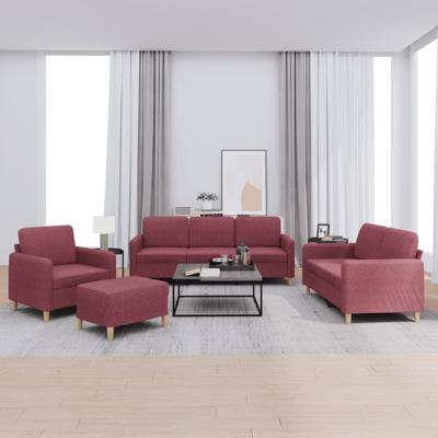 4-delige Loungeset met kussens stof wijnrood
