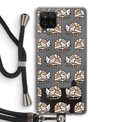 Slapende poes: Samsung Galaxy A12 Transparant Hoesje met koord