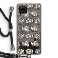 Slapende poes: Samsung Galaxy A12 Transparant Hoesje met koord
