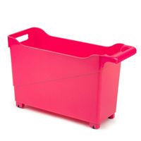 Kunststof trolley fuchsia roze op wieltjes L45 x B17 x H29 cm - thumbnail
