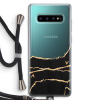 Gouden marmer: Samsung Galaxy S10 Plus Transparant Hoesje met koord