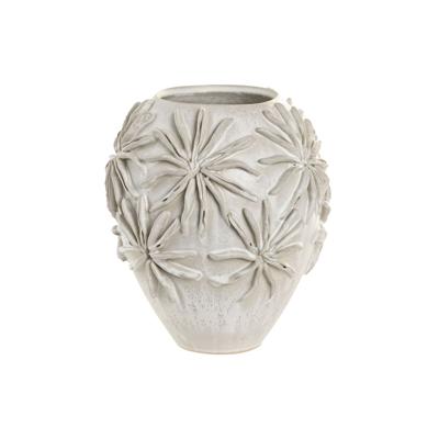 Vaas Home ESPRIT Wit Keramisch Traditionele stijl Blad van een plant 22 x 22 x 25 cm