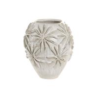 Vaas Home ESPRIT Wit Keramisch Traditionele stijl Blad van een plant 22 x 22 x 25 cm