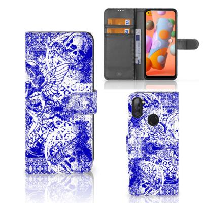 Telefoonhoesje met Naam Samsung Galaxy M11 | A11 Angel Skull Blauw Telefoonhoesje met Naam Samsung Galaxy M11 | A11 Angel Skull Blauw