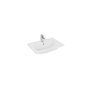 Wastafel Plieger Vitra Mia 1 Kraangat 40x60 cm Met Overloop Rechthoek Wit