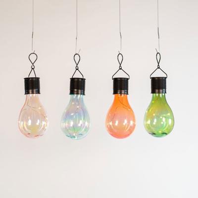 Solar lampje blauw/groen/roze/iriserend 4led warm wit 7,5x15 cm - Annas collection