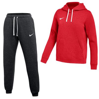 Nike Park 26 Fleece Pullover Hoodie Joggingpak Dames Rood Zwart Nike Park 26 Fleece Pullover Hoodie Joggingpak Dames Rood Zwart