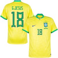 Brazilië Shirt Thuis 2022-2023 + G. Jesus 18 - thumbnail