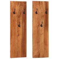 Wandkapstokken 2 st 36x3x110 cm massief acaciahout