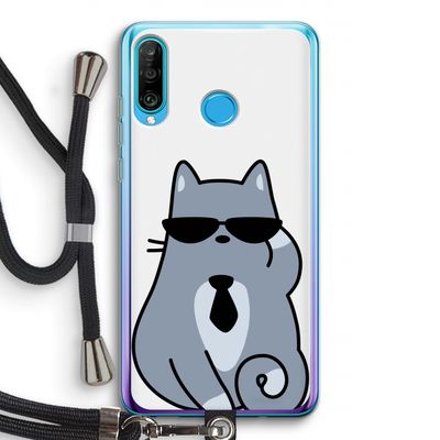 Cool cat: Huawei P30 Lite Transparant Hoesje met koord