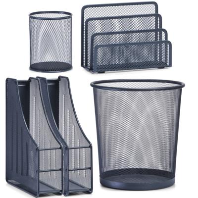 Zeller Thuis kantoor bureau inrichting - complete set 5-delig - metaal - antraciet - accessoires