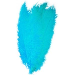 Grote veer/struisvogelveer turquoise 50 cm verkleed accessoire   -