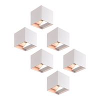 HOFTRONIC™ Set van 6 Dimbare LED Wandlamp Kansas wit 6 Watt 3000K Up & Down light IP54