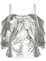 Rejina Pyo Lou off-shoulder metallic blouse - Argent - thumbnail