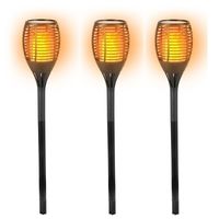 Set van 5x stuks Horror decoratie solar LED vlam tuinfakkels zwart 77 cm