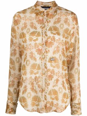 DSQUARED2 chemise à fleurs en jacquard - Jaune