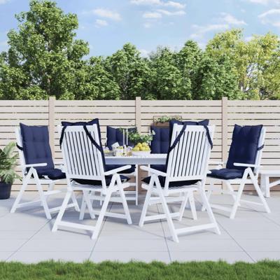 VidaXL Stoelkussens 6 st hoge rug oxford stof marineblauw