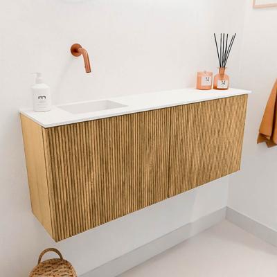 Toiletmeubel Mondiaz Joya | 100 cm | Meubelkleur Oak | Faye wastafel Talc Links | Zonder kraangat(en) Toiletmeubel Mondiaz Joya | 100 cm | Meubelkleur Oak | Faye wastafel Talc Links | Zonder kraangat(en)