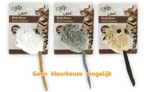 Afp wooly mouse lamswol met piep en catnip assorti (7X7X3 CM)