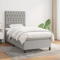 Boxspring met matras stof lichtgrijs 90x190 cm