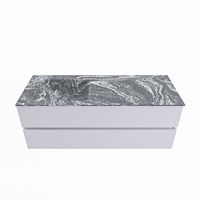 MONDIAZ VICA-DLUX 130cm badmeubel onderkast Cale 2 lades. Inbouw wastafel CLOUD links 1 kraangat, kleur Lava.