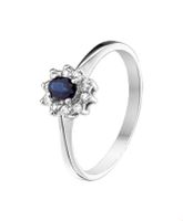 TFT Ring Saffier En Diamant 0.08 Ct. Witgoud