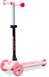 AMIGO Twister opvouwbare 3 wiel kinderstep met voetrem roze