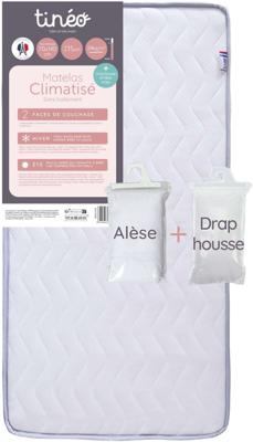 Babymatras met airconditioning - 70 x 140 cm - Dikte 11 cm - Met hoeslaken en matrasbeschermer - TINEO