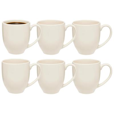 5Five Koffiemokken Venice - 6x stuks - Keramiek - wit - 480 ml - 9 x 11 cm